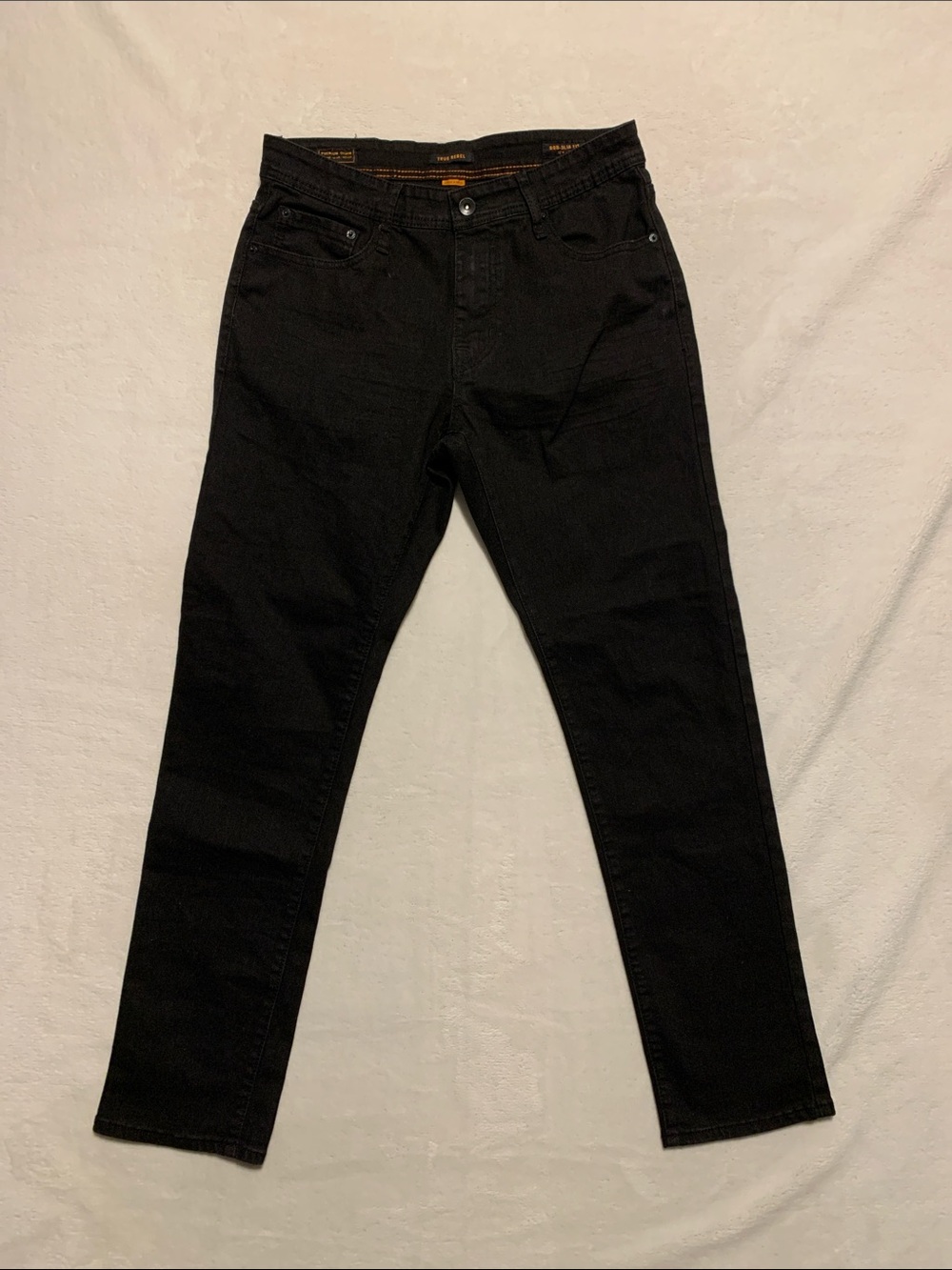 True Rebel 808 Slim Fit Black Jeans Mens 32x32 Stretch Denim